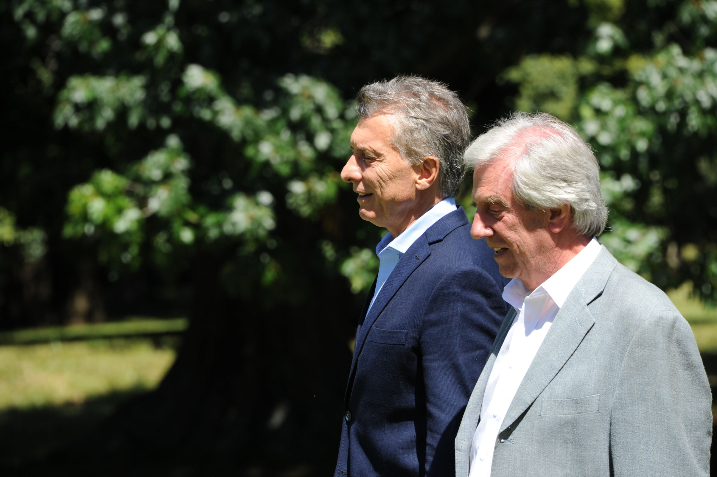 Presidentes Tabaré Vázquez y Mauricio Macri en la estancia oficial del Parque Aarón de Anchorena
