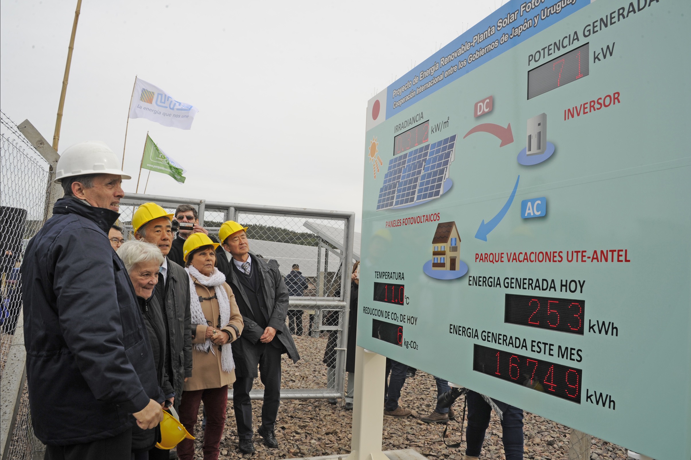 inauguración de la planta fotovoltaica Hikari, la segunda donada por Japón a Uruguay, ubicada en el Parque de Vacaciones UTE-Antel