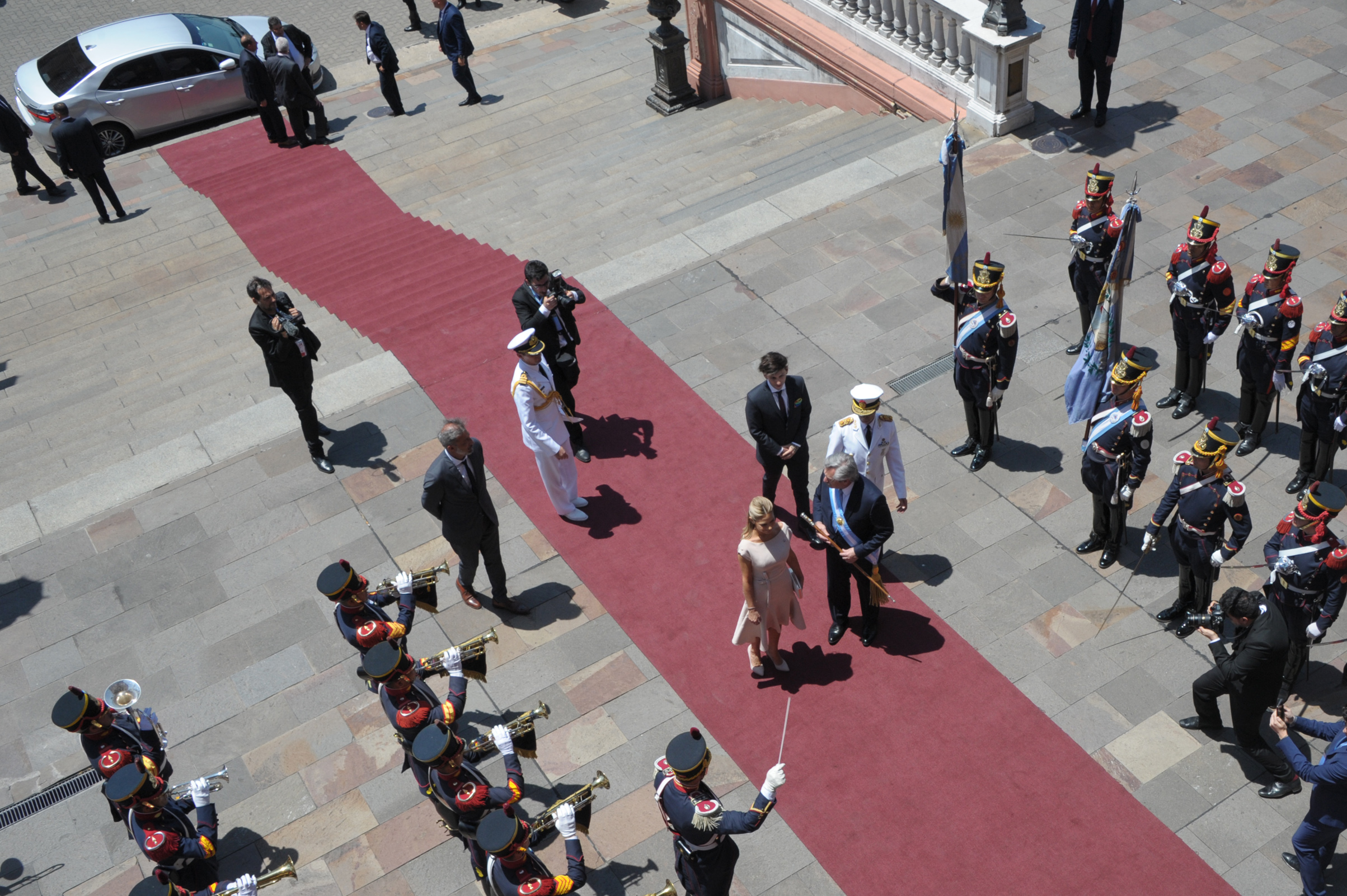 Llegade del flamante presidente de Argentina, Alberto Fernández, a Casa Rosada