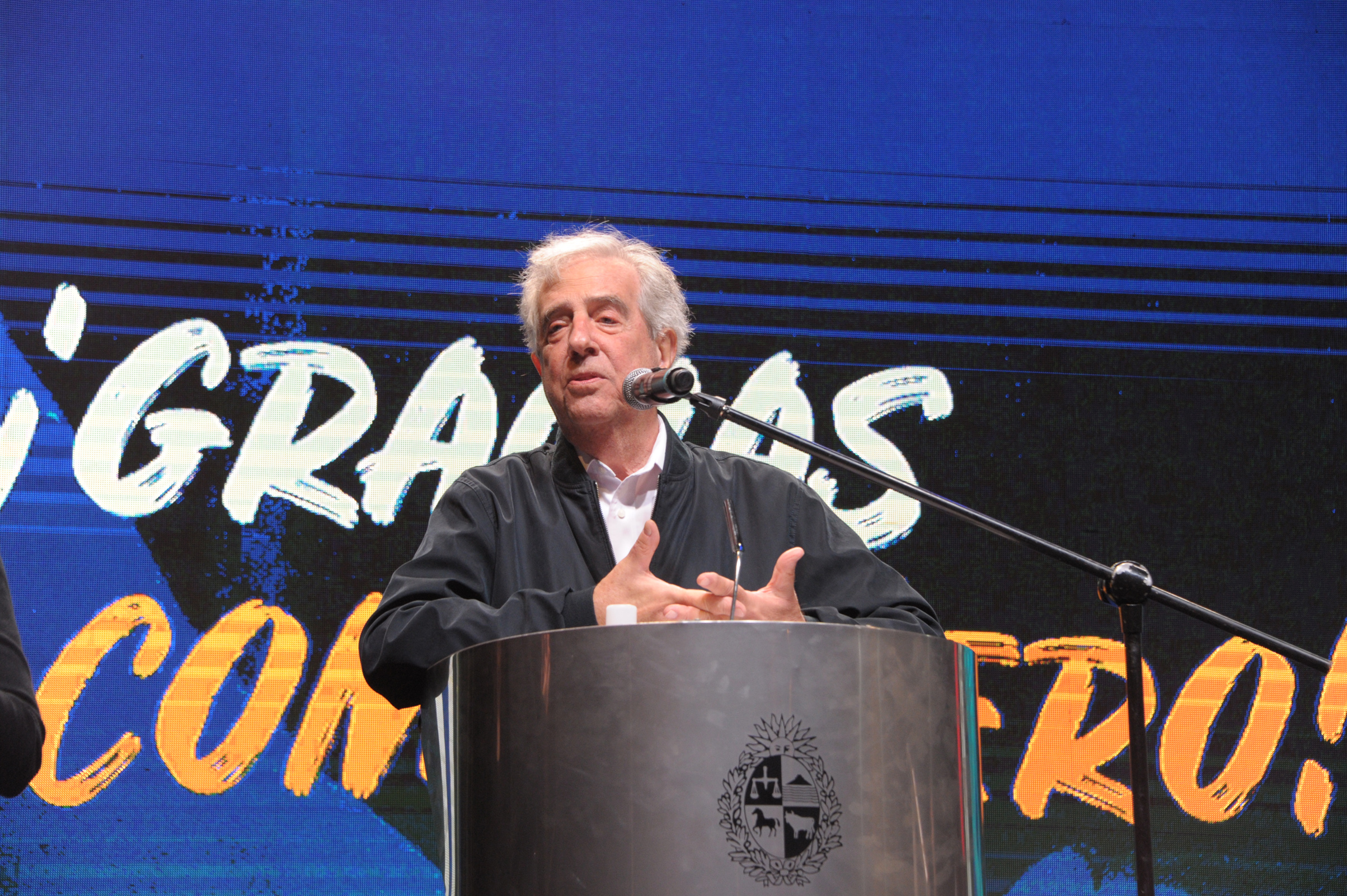 Presidente Tabaré Vázquez, haciendo uso de la palabra