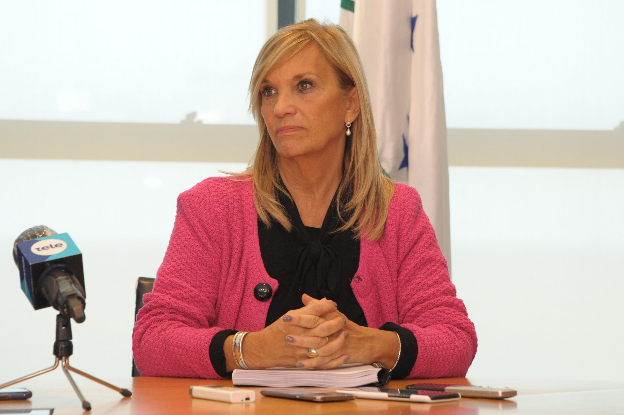 Vicepresidenta Beatriz Argimón durante la conferencia de prensa en Torre Ejecutiva