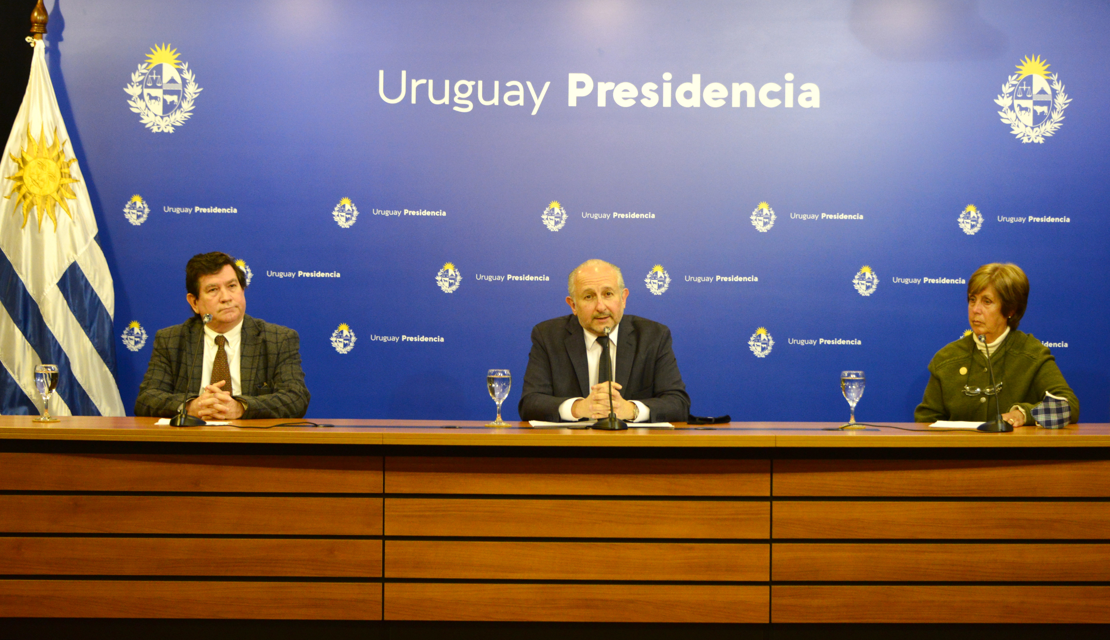 William Rey Ashfield, Pablo da Silveira y Graciela Lago, en el lanzamiento del Día del Patrimonio