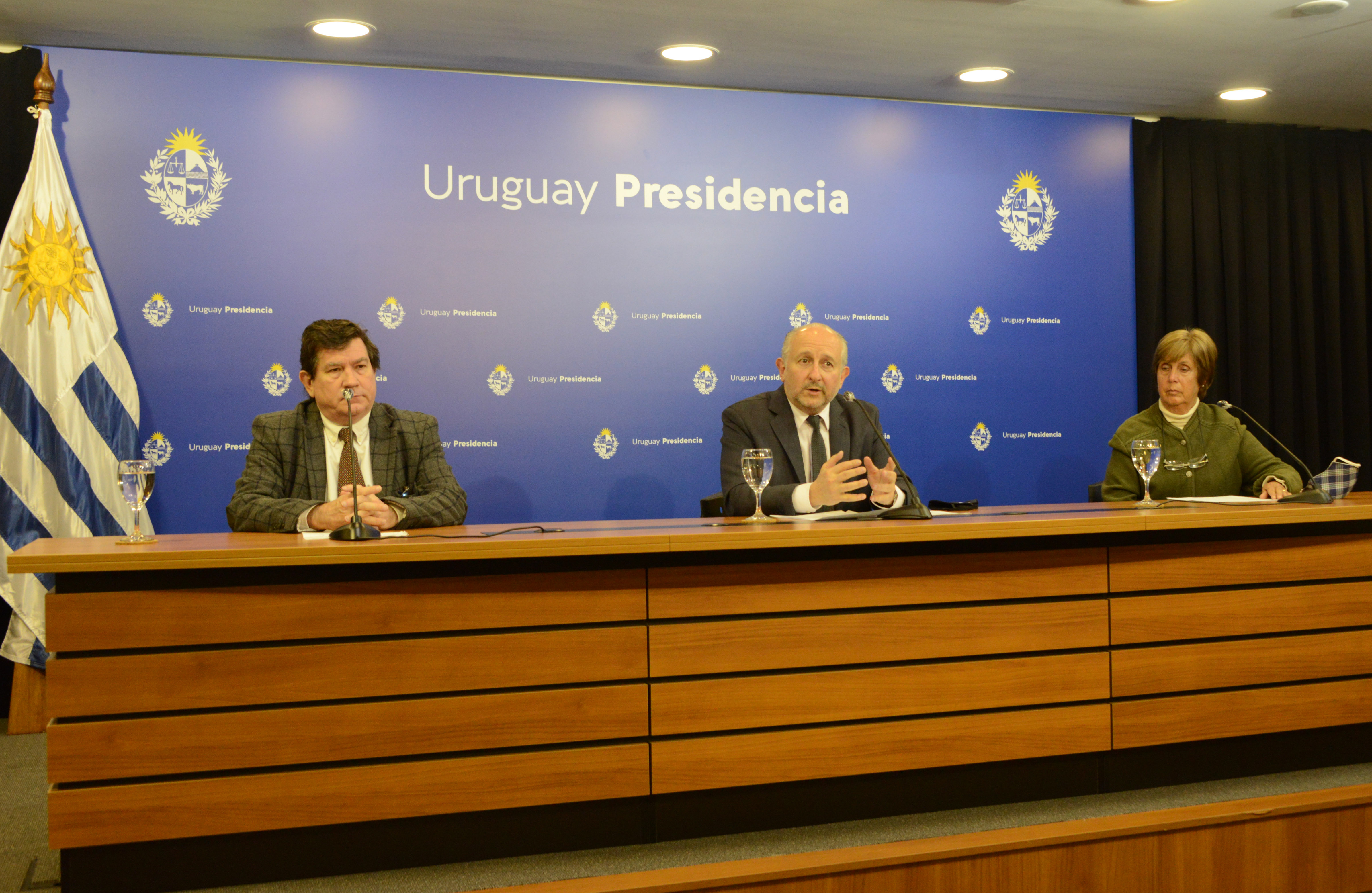 William Rey Ashfield, Pablo da Silveira y Graciela Lago, en el lanzamiento del Día del Patrimonio