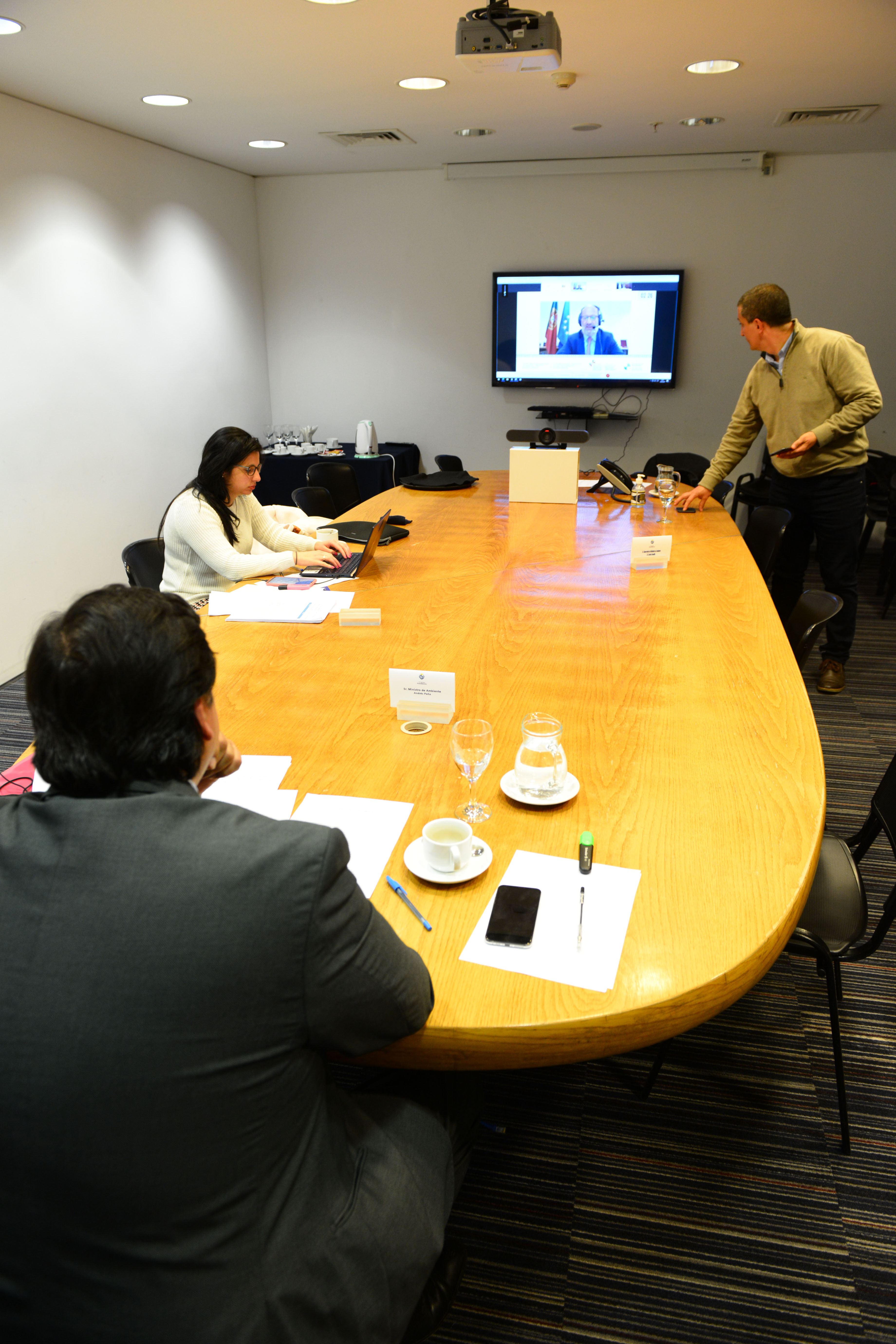 Adrián Peña, ministro de Medio Ambiente, durante la videoconferencia