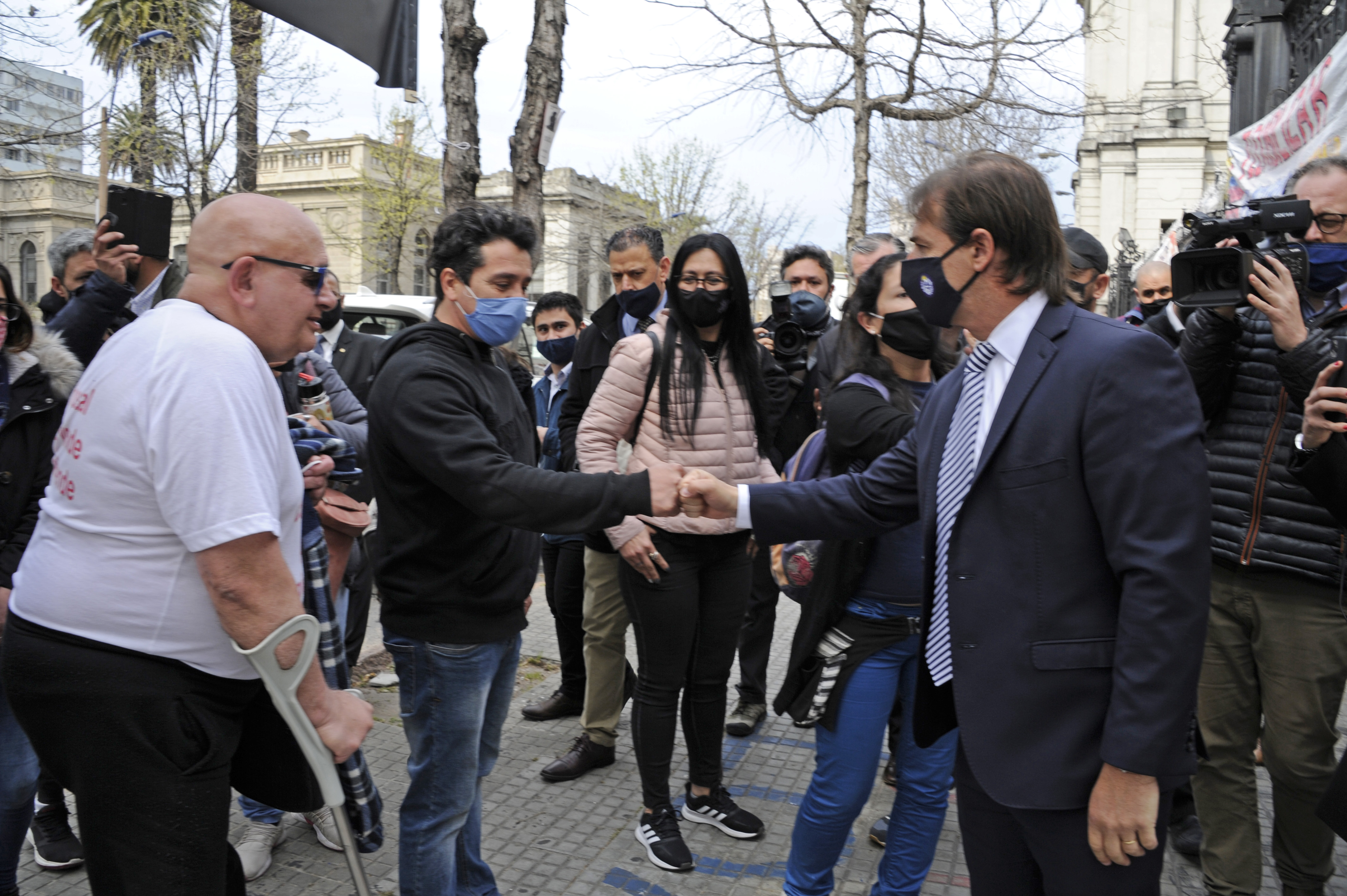 Llegada del presidente de la República, Luis Lacalle Pou, a la Facultad de Medicina