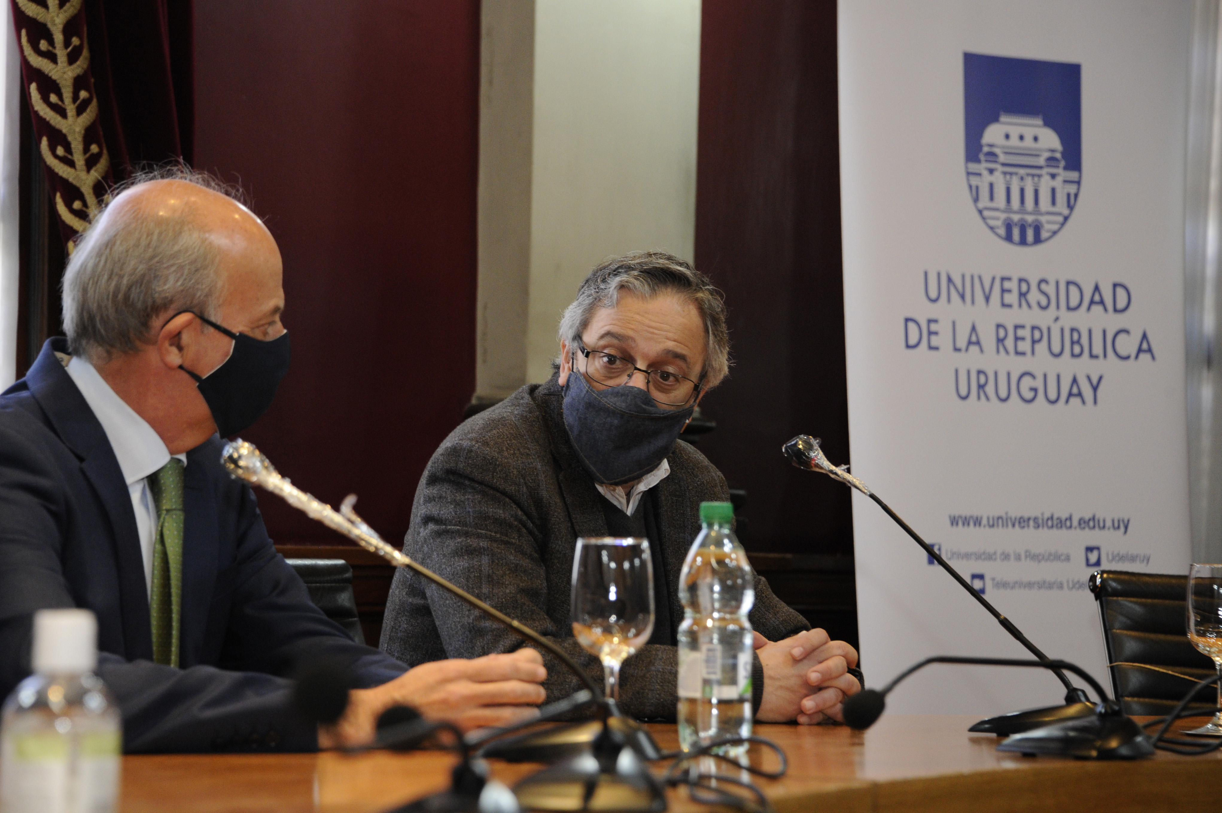 Ministro de Defensa Nacional, Javier García, y rector de la Udelar, Rodrigo Arim