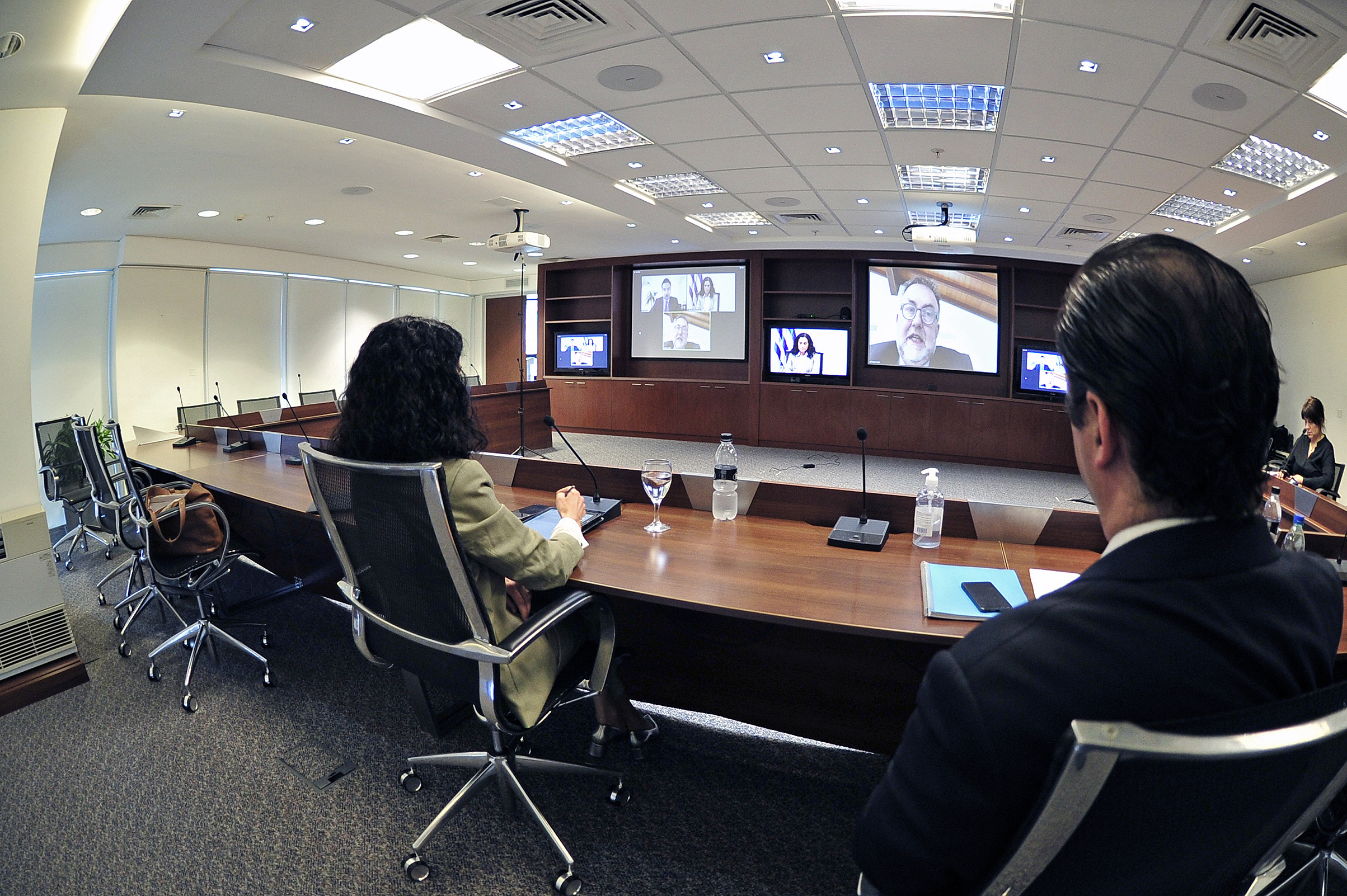 Ministra de Economía y Finanzas, Azucena Arbeleche, durante la videoconferencia
