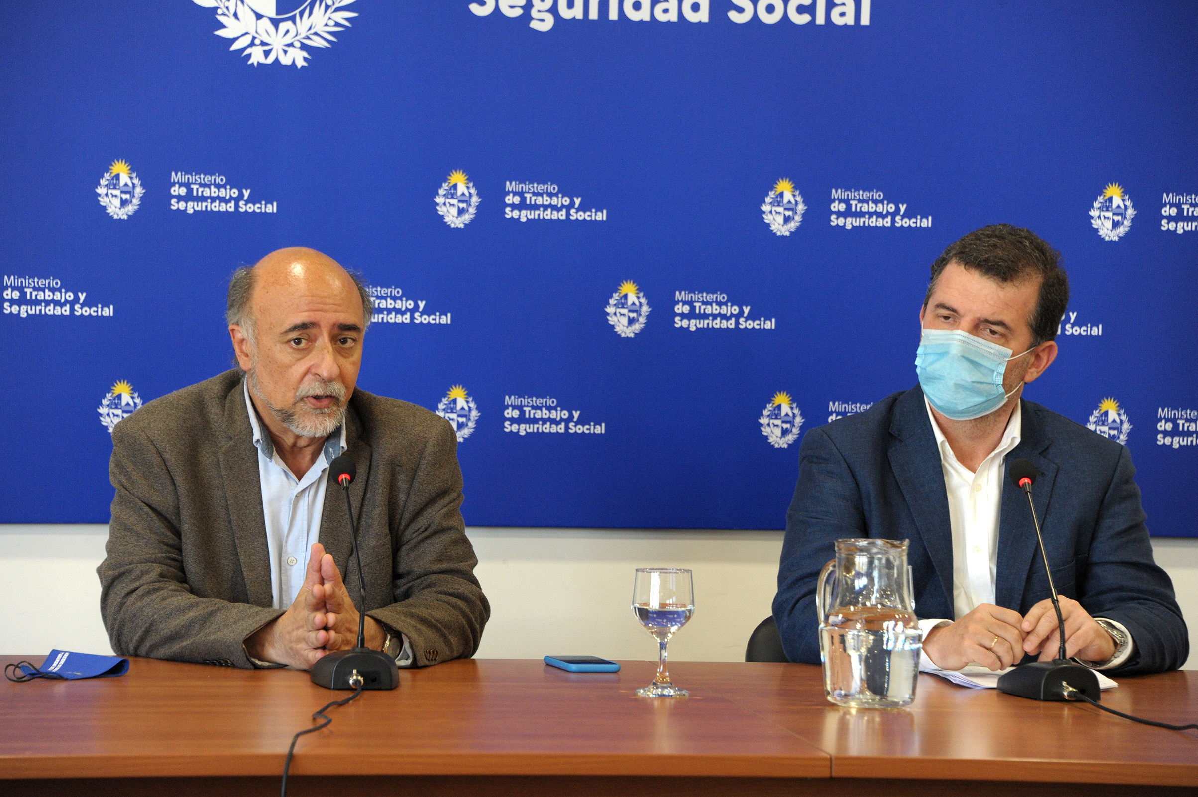 Ministro de Trabajo y Seguridad Social, Pablo Mieres, e inspector general de Trabajo, Tomás Teijeiro