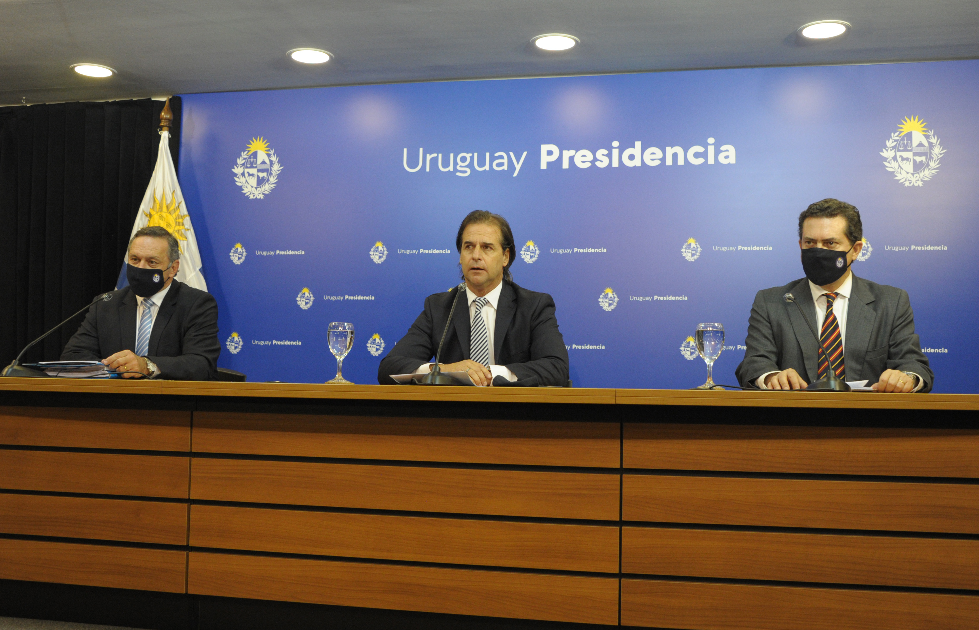 Álvaro Delgado, Luis Lacalle Pou y Rodrigo Ferrés