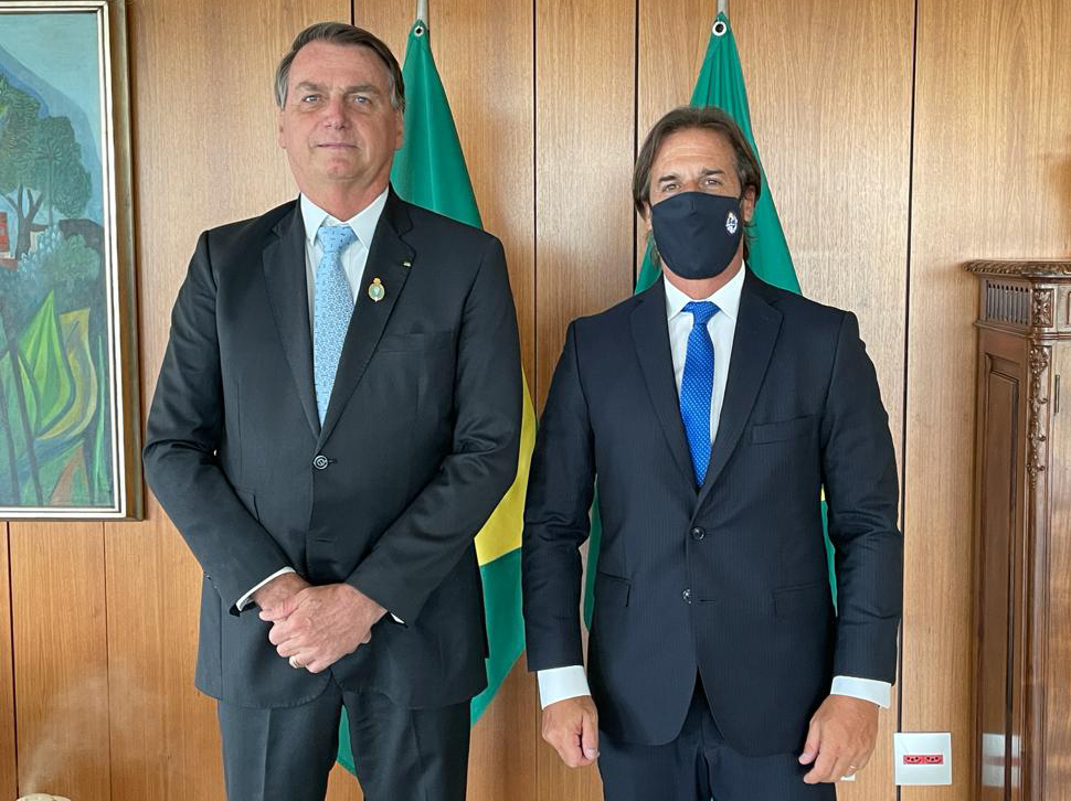 Presidentes Luis Lacalle Pou y Jair Bolsonaro