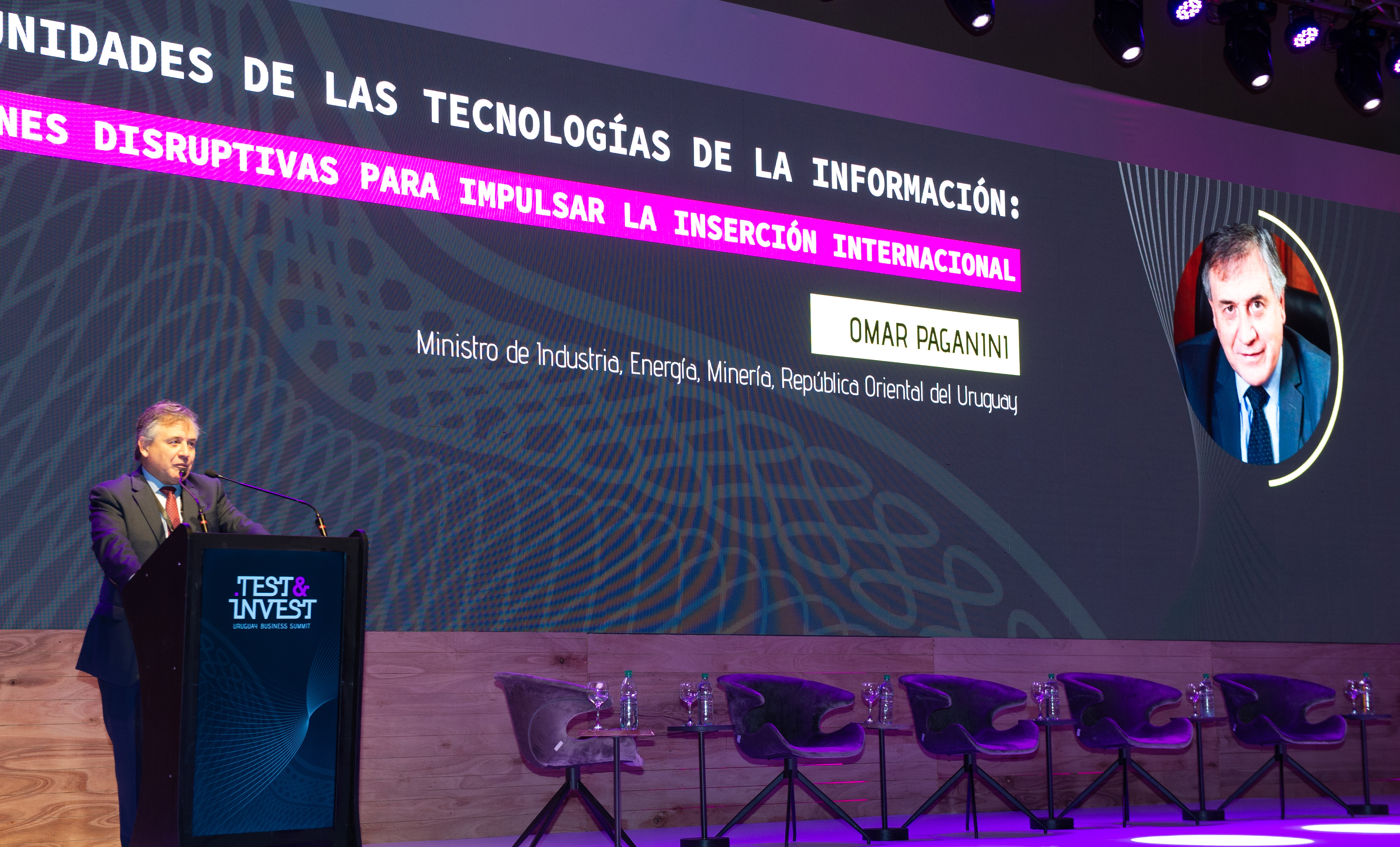 Azucena Arbeleche y Omar Paganini en la primera edición de Test & Invest Uruguay Business Summit