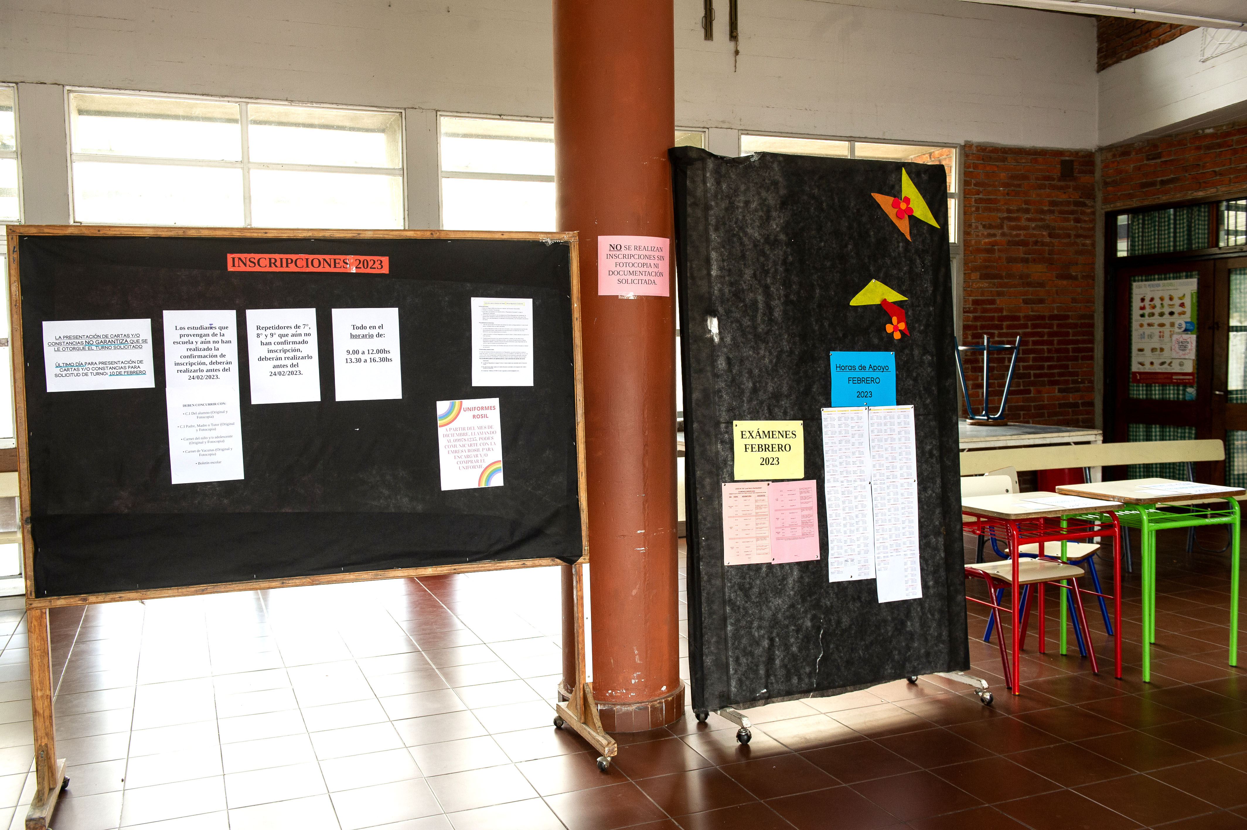 Imágenes de refacciones en el liceo n.° 55 de Montevideo