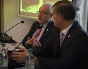 Créditos: Manuel Tort (fotografía) / Presidencia de la República (fuente institucional) Canciller Lubetkin con empresarios