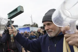 Presidente Orsi en colocación de la piedra fundacional del Nuevo Estadio Belvedere