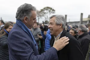 Presidente Orsi en colocación de la piedra fundacional del Nuevo Estadio Belvedere