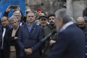 Presidente Orsi en colocación de la piedra fundacional del Nuevo Estadio Belvedere