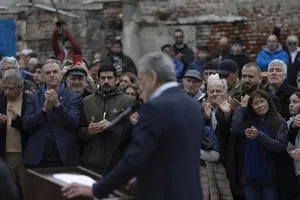 Presidente Orsi en colocación de la piedra fundacional del Nuevo Estadio Belvedere