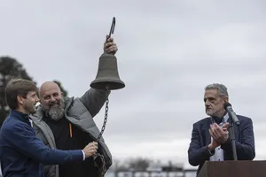 Presidente Orsi en colocación de la piedra fundacional del Nuevo Estadio Belvedere