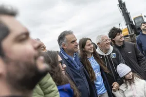 Presidente Orsi en colocación de la piedra fundacional del Nuevo Estadio Belvedere