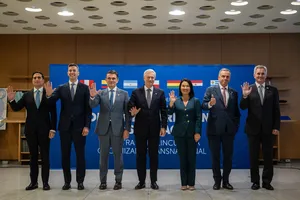Créditos: Martin Perez (fotografía) / Presidencia de la República (fuente institucional) Presidente Orsi en Compromiso Regional contra delincuencia organizada internacional