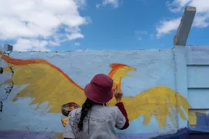 Más Barrio:pintada de mural en Cerro Norte