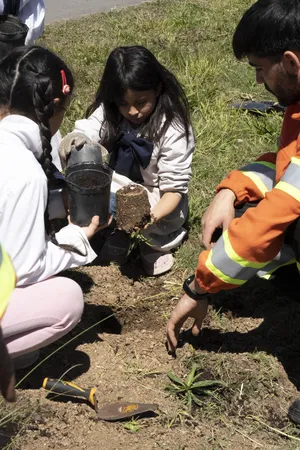 Alumnos de la escuela Ana Frank y jóvenes del centro “33 Orientales” plantaron árboles